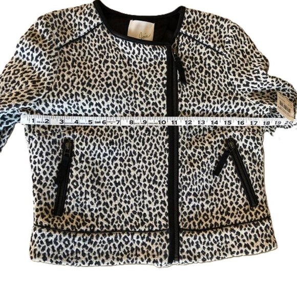 Joie Pattyn Animal Print Moto Jacket Size Small Black & Cream - Picture 10 of 10